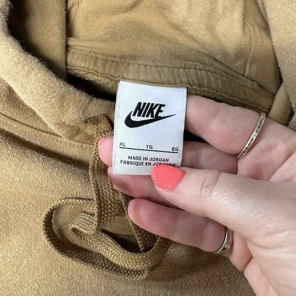 Nike Sportswear Club Fleece Pullover Hoodie Tan Khaki Sweatshirt Mens XL BV2654